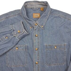 CE Schmidt Workwear Mens Denim Button‎ Up Shirt Long Sleeve Workwear Casual 2XL